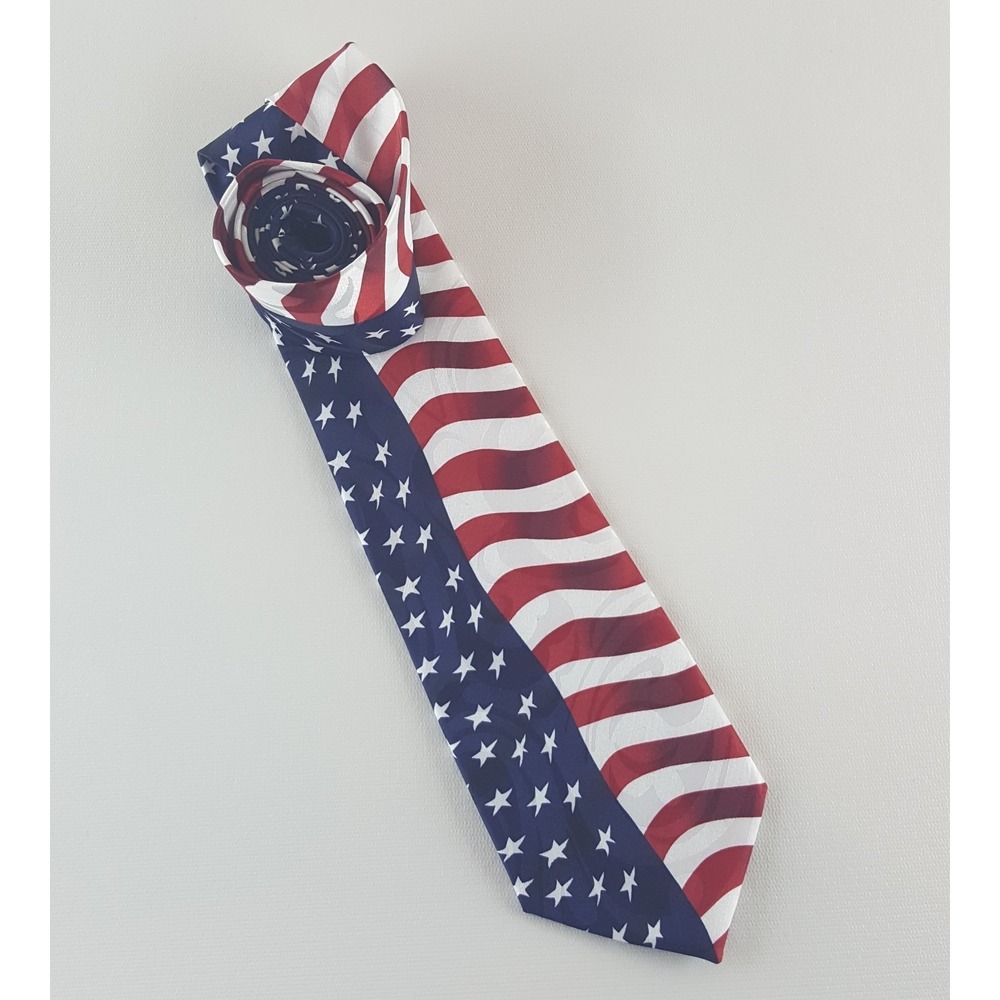 Steven Harris Men's Tie Red White Blue Stars Stripes Patriotic America Military